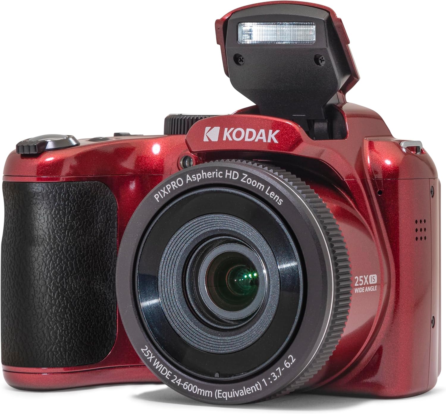Kodak PIXPRO AZ255-RD 16MP Digital Camera 25X Optical Zoom 24mm Wide Angle Lens Optical Image Stabilization 1080P Full HD Video 3' LCD Vlogging Camera (Red)