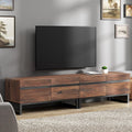 WAMPAT Modern TV Stand for 50-75 Inch TVs, Wood Entertainment Center with Metal Base Storage Cabinets, Media TV Console for Living Room, Brown, 2Pcs