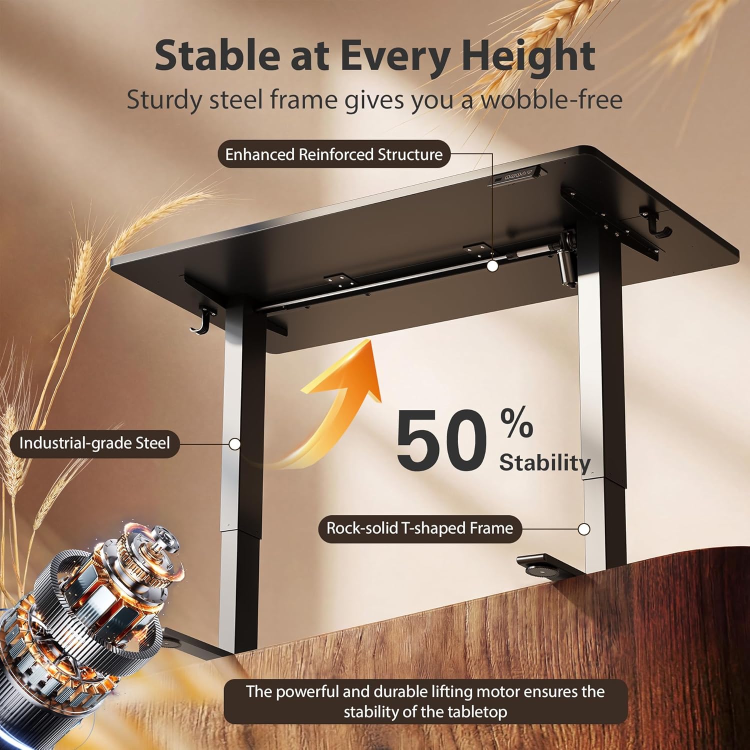 Cubiker Standing Desk, 55x28 Inches Sit Stand Home Office Desk, Electric Stand up Desk, Adjustable Desk with Splice Board, Black Frame/Black Top
