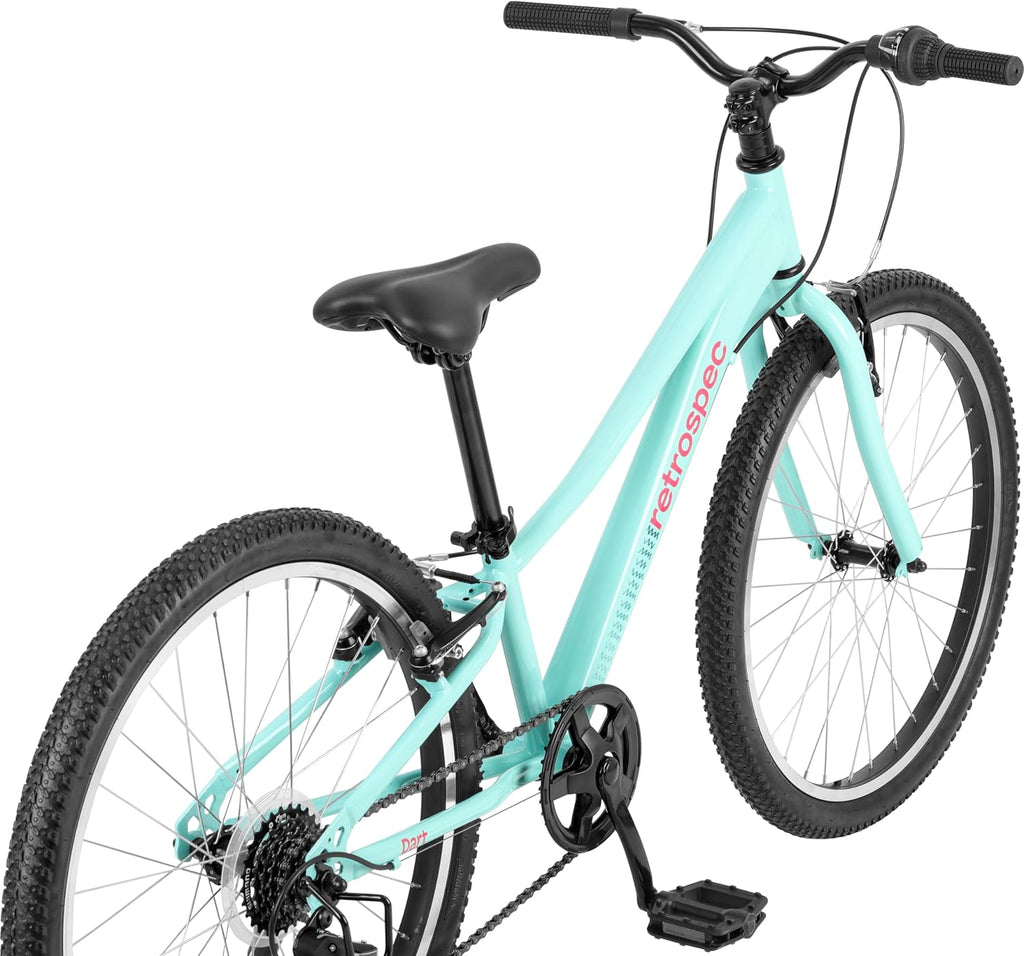 Retrospec Dart Kids Bike - 7-Speed Hybrid Bicycle for Ages 6-11 with 29in All-Season Tires & Shock Absorption - Adjustable Height Youth Bike with V-Brakes & Smooth Gear Shifting