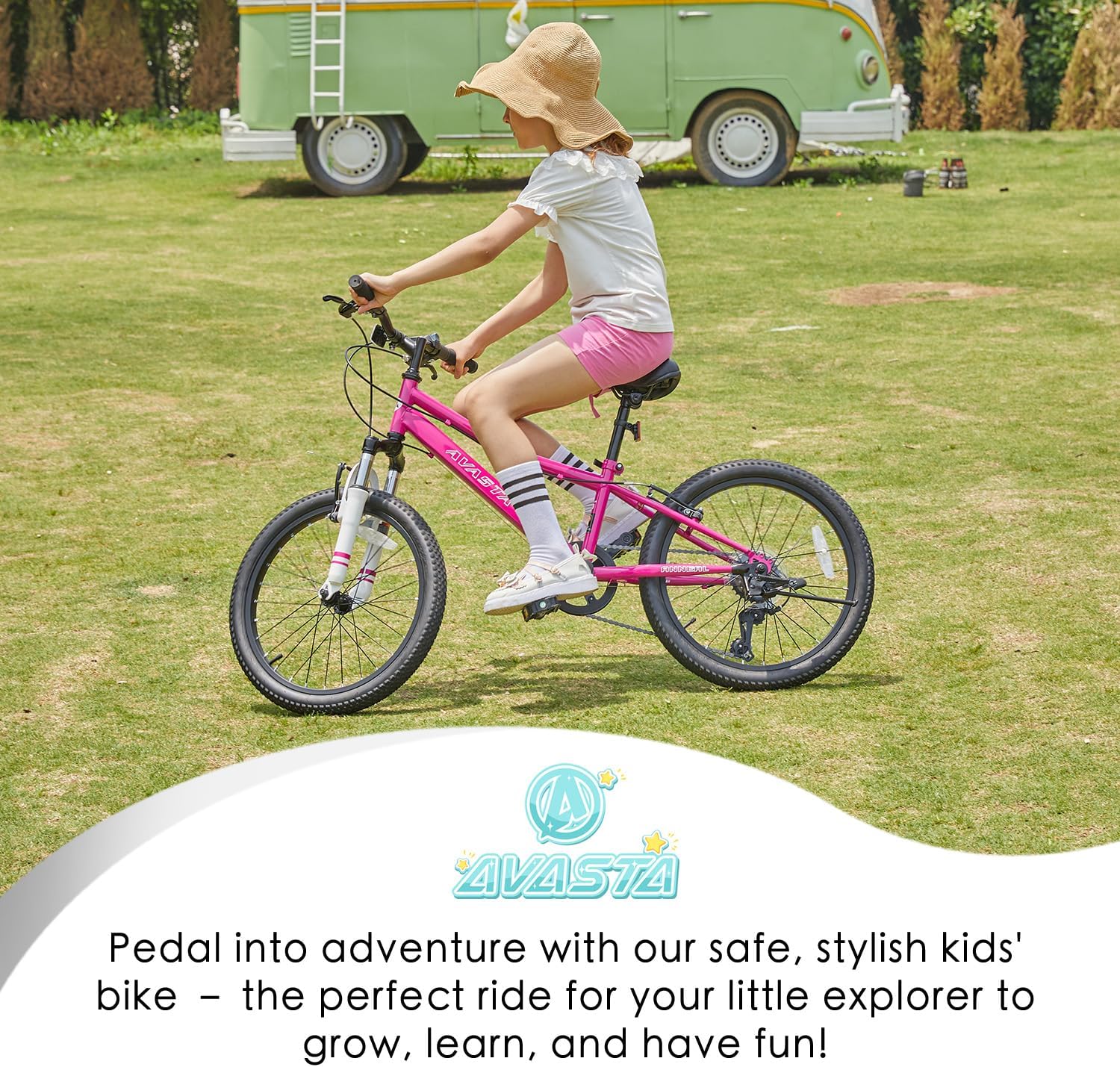 AVASTA Govet 20'' Kids Mountain Bike for 6-12 Years Old Boys Girls with Suspension Fork, 6 Speeds Drivetrain, Multiple Colors