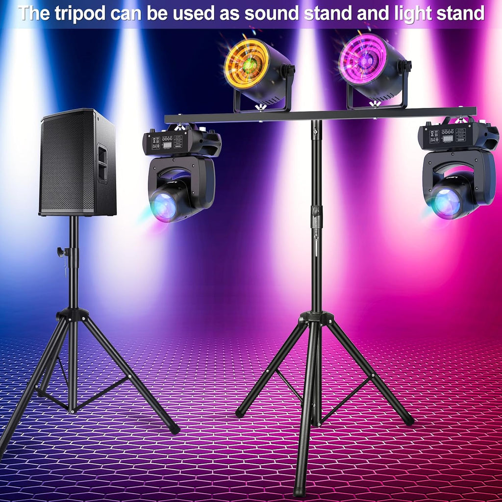 U`King Products Dj Light Stand, Light Stand Tripod, Pro Audio DJ Lighting Tripod, Affordable Metal Stand with Crossbar, T-Bar Lighting Stand (39-70 inch)-4Stand