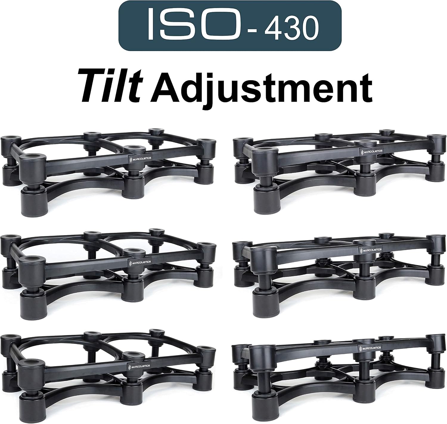 IsoAcoustics Iso-Stand Series Speaker Isolation Stands with Tilt Adjustment: Iso-430 (17' x 9') Single