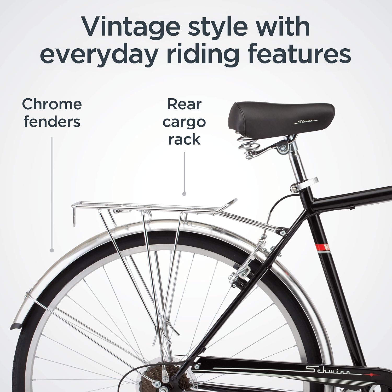 Schwinn Wayfarer Hybrid Bike, 700c Mens and Womens Bike, 7-Speed Hybrid Bicycle, Retro Steel Frame, Front and Rear Linear Pull Brakes, Fenders, Cargo Space, Adult Bicycle
