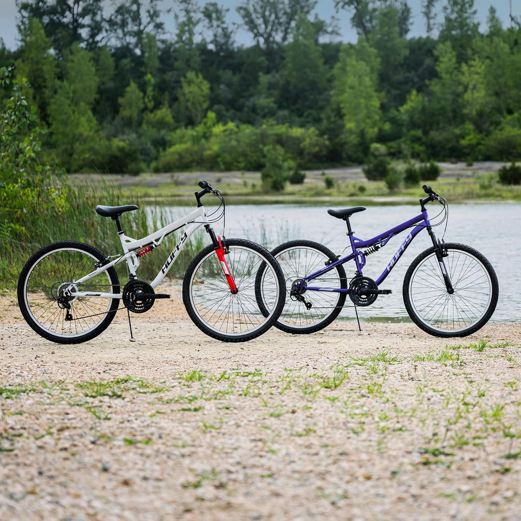 Huffy Stone Mountain Bike for Men and Women, 20'/24'/26', 6-Speed (20') or 21-Speed, Front or Dual Suspension (Varies), Multiple Colors, Adjustable Saddle, Shimano Equipped, All-Terrain Tires