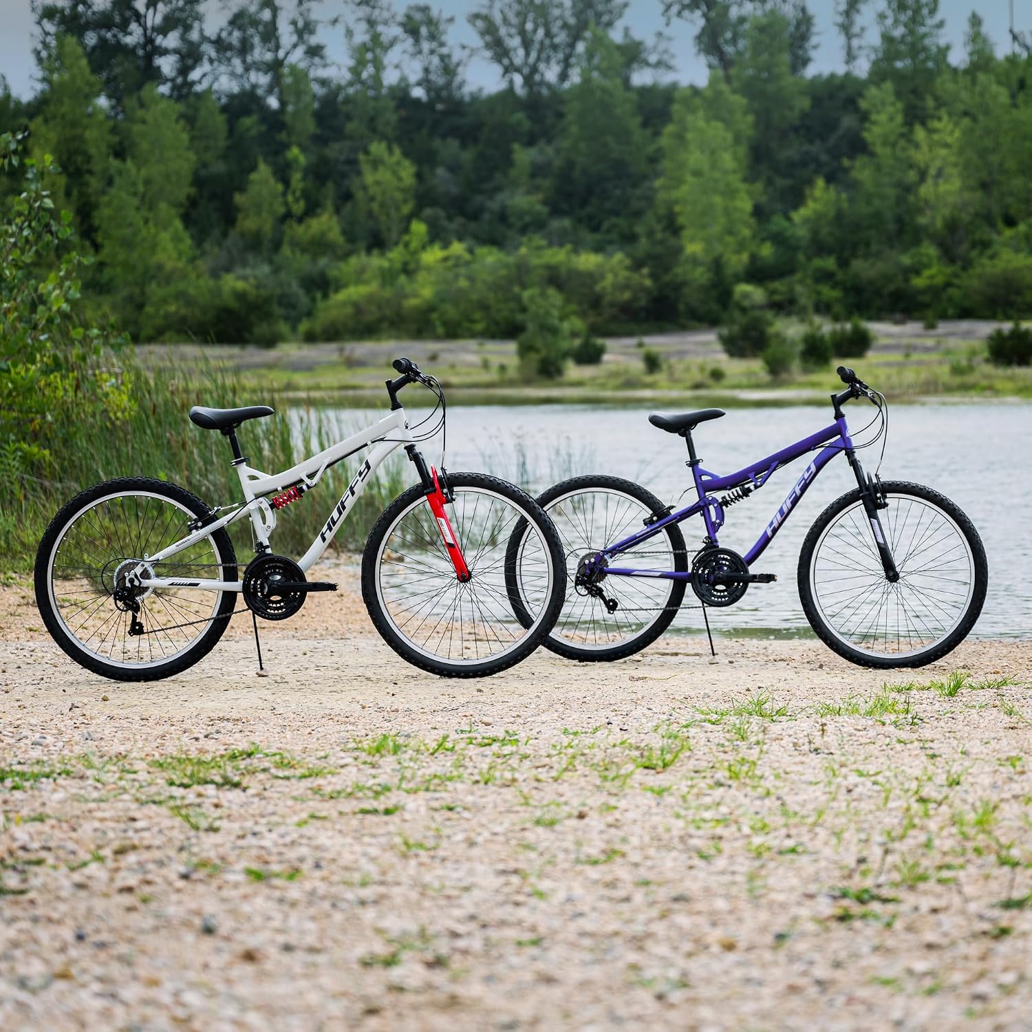 Huffy Stone Mountain Bike for Men and Women, 20'/24'/26', 6-Speed (20') or 21-Speed, Front or Dual Suspension (Varies), Multiple Colors, Adjustable Saddle, Shimano Equipped, All-Terrain Tires