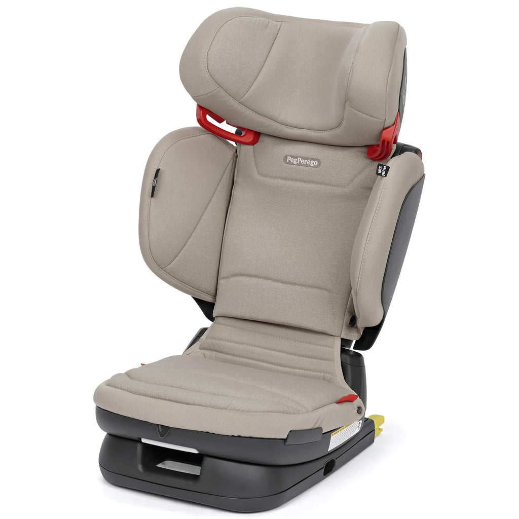Peg Perego Viaggio Flex 120 Booster, 4D Total Adjust for Safety & Comfort, No Armrests, Compact Fold for Travel, 40-120 lbs, Made in Italy, Astral (Beige)