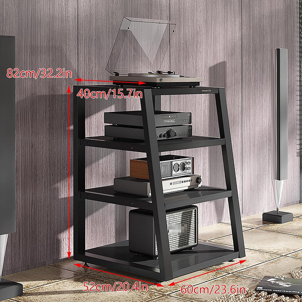 Audio-Video Shelving, Corner Media Stand with Adjustable Shelves, Small Entertainment Center, and Media Cabinet with Storage for AV Equipment, Stereo Racks and Stands(Brown,60x52x82cm)