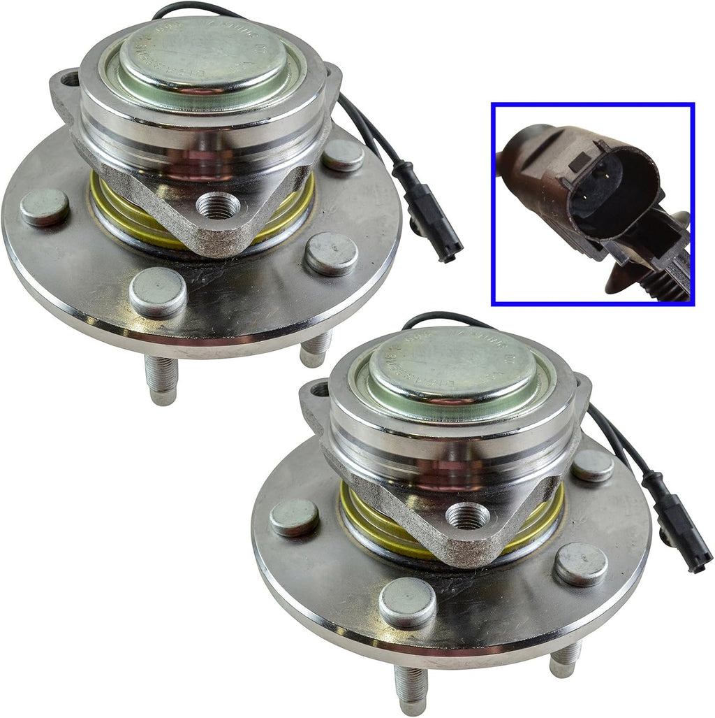 TRQ Front Left and Right Wheel Bearing and Hub Assembly 2 Piece Set for Rear Wheel Drive Models ONLY Compatible with 2007-2013 Chevrolet Silverado/Sierra 1500 2WD 2007-2014 Tahoe/Yukon/Suburban 2WD