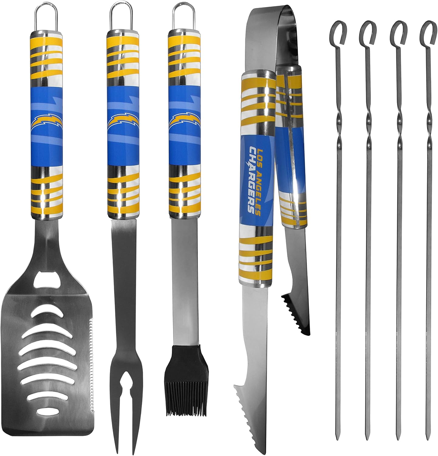 NFL Siskiyou Sports Fan Shop Los Angeles Chargers Steel Tailgater BBQ Set w/Case 8 piece Gray