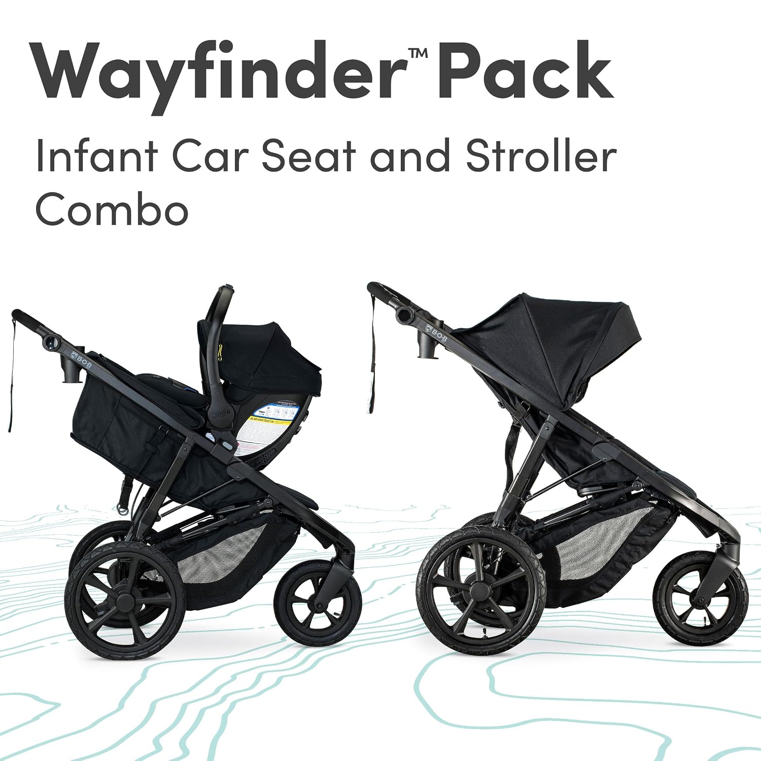 BOB Gear Wayfinder Travel System, Infant Car Seat and Stroller Combo, Nightfall