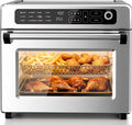 Kismile 25QT Air Fryer Toaster Oven Combo, 12-in-1 Large Countertop Convection Airfryer Oven, 70–450℉, Bake, Roast, Reheat, Broil, Fits 12″ Pizza, Includes Full Accessories, Stainless Steel(Silver)