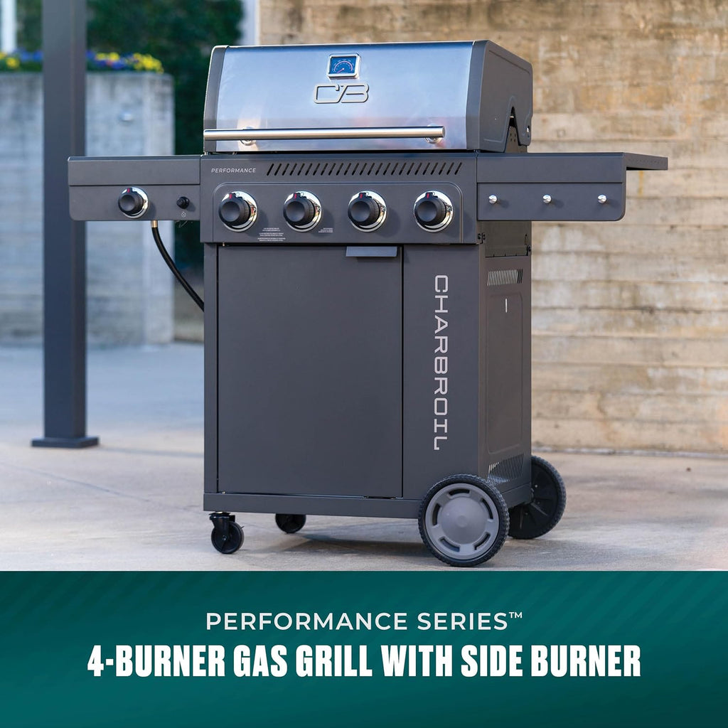 Charbroil Performance Series 4-Burner Gas Grill Cabinet with Side Burner, Gray - 463254025