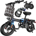 LELEKUAI Electric Bike for Adults and Teens, 520W-560W Motor, 20-24MPH, 32 Miles Range, 48V 10Ah Battery, 3-Level Pedal Assist, 14' Foldable Mini Electric Bicycle, UL 2849 Certified
