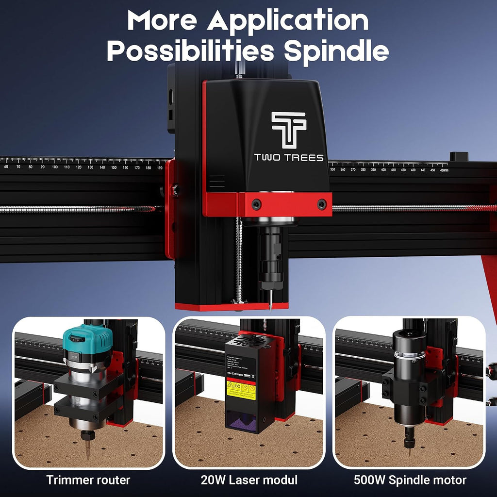 Twotrees TTC450 Pro All-Metal CNC Router Machine with NEMA 57 Stepper Motor 3.5' Touch Screen,Upgraded 3 Axis Engraver Machine, Engraving Milling Machine for Wood Acrylic Aluminum Carving Cutting