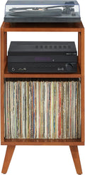 Crosley Furniture Asheville Mid-Century Modern Media Console Record Player Stand, Storage for Vinyl Records, Walnut