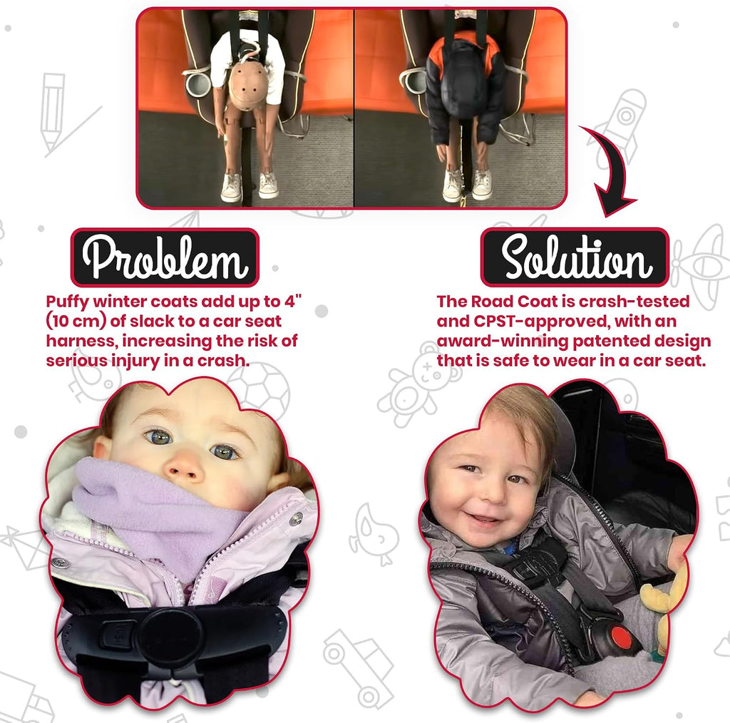 ONE KID The Road Coat Down | Car Seat Safe Winter Jacket | Crash Tested | Unisex | 12 Months-8 Years