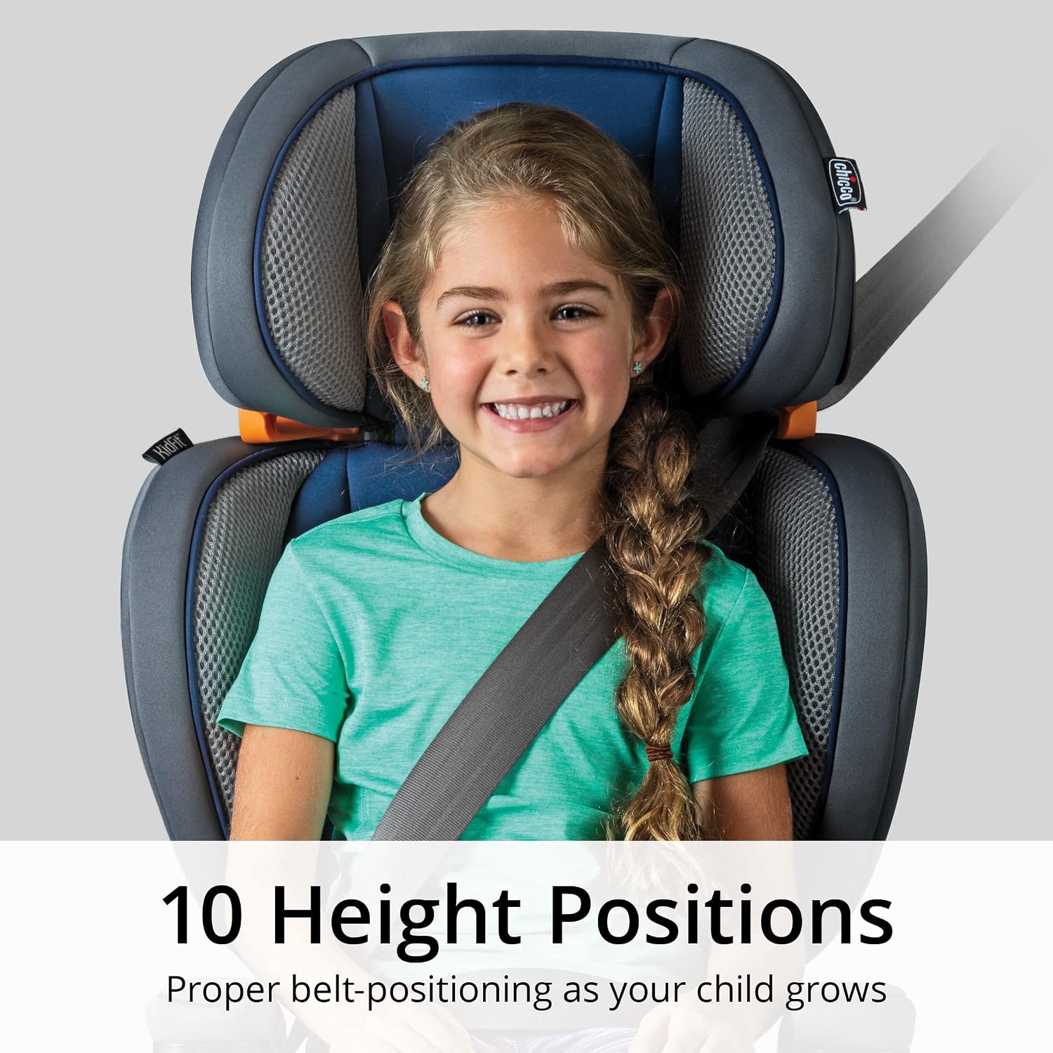 Chicco KidFit Adapt Plus 2-in-1 Belt-Positioning Booster Car Seat, Backless and High Back Booster Seat, for Children Aged 4 Years and up and 40-100 lbs., Vapor/Grey