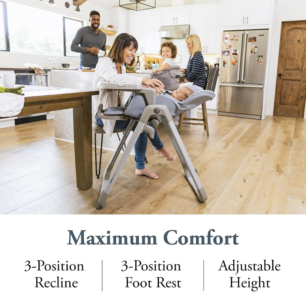 Inglesina My time Highchair, Sugar - Adjustable High Chair for Babies & Toddlers, 4 Height & 3 Recline Settings, Collapsible, Tool-Free Assembly, BPA Free, Removable Tray for Easy Cleaning