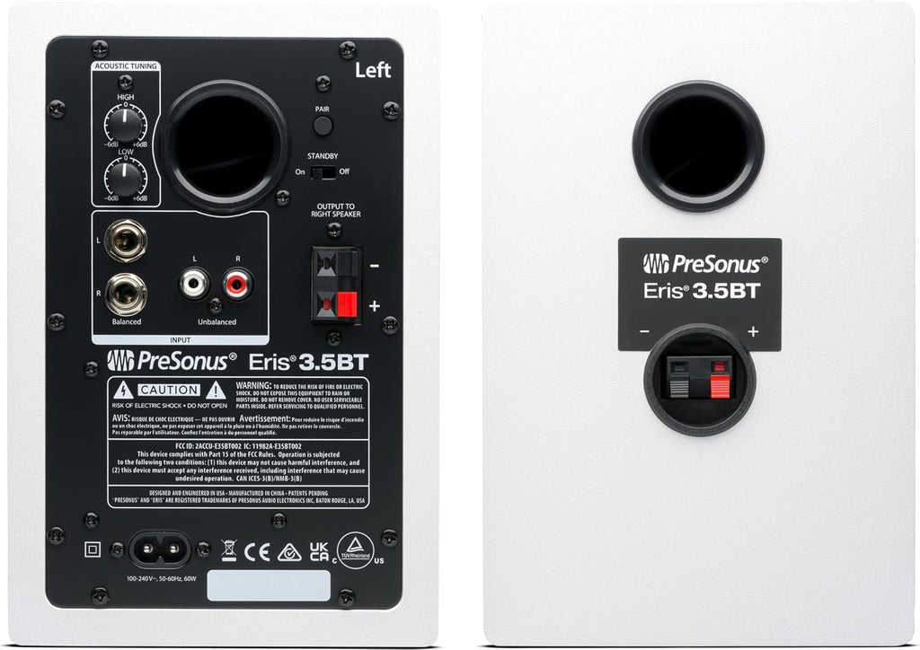 PreSonus Eris 3.5BT Studio Monitors, Pair — 3.5' Inch Powered Speakers, Bookshelf Speakers, Stereo, Desktop Computer, Near Field Music Production, Audio Mixing Recording