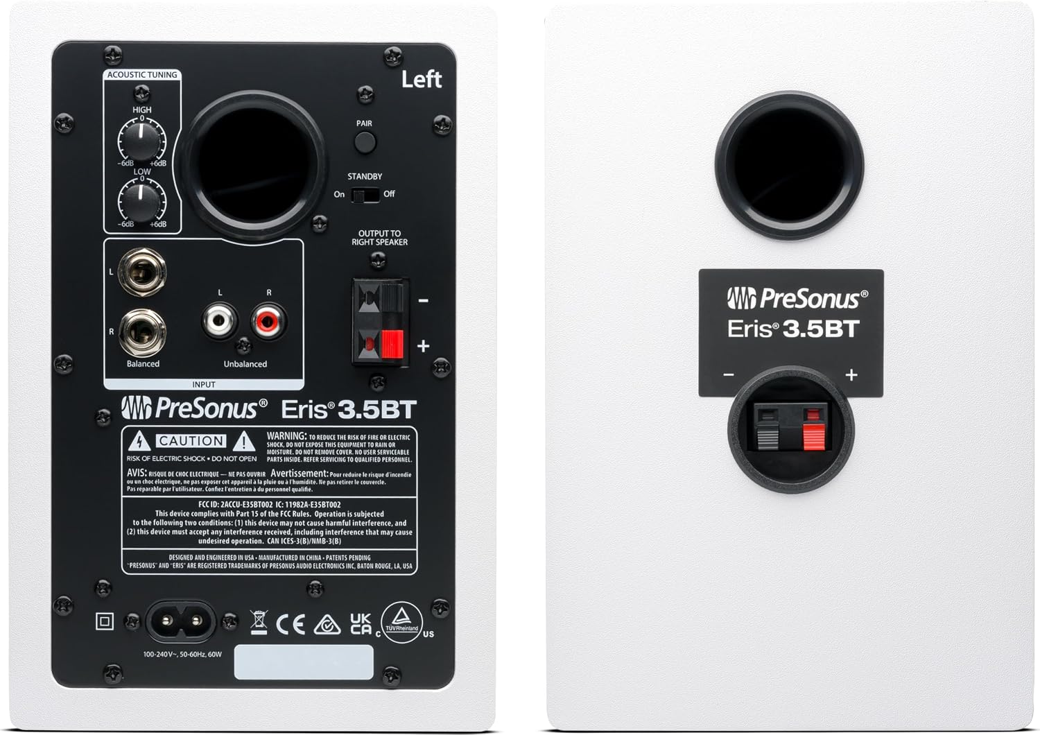 PreSonus Eris 3.5BT Studio Monitors, Pair — 3.5' Inch Powered Speakers, Bookshelf Speakers, Stereo, Desktop Computer, Near Field Music Production, Audio Mixing Recording