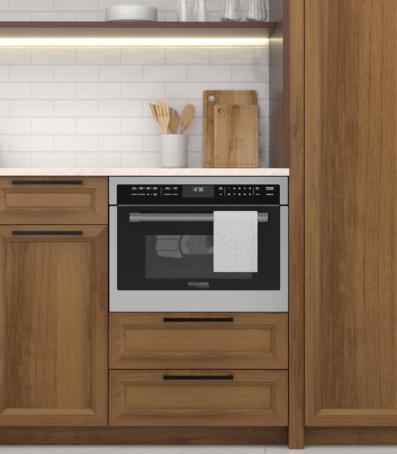 KoolMore Reserve 24 in. 1.6 cu. ft. Built-in Convection Microwave Oven with 10 Power Levels, Sensor Cooking, Bake, Roast, Broil, Defrost, 1750 Watts, UL Certified in Black Stainless-Steel