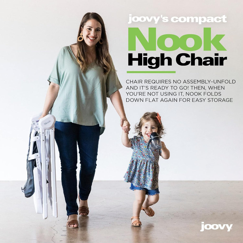 Joovy Nook High Chair Featuring Four-Position Adjustable Swing Open Tray, and Removable, Dishwasher-Safe Tray Insert for Easy Cleaning - Folds Down Flat for Easy Storage (Black)