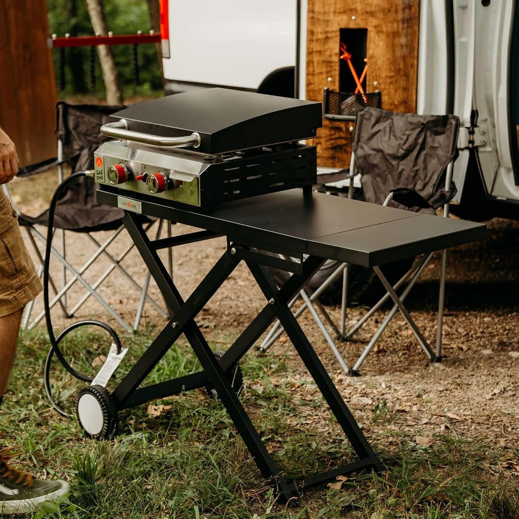 GasOne T-100F Foldable Cart for Grill –BBQ Grill Collapsible Cart with Wheels – Practical and Durable Portable Gas Grill Outdoor Table – Easy Assembly