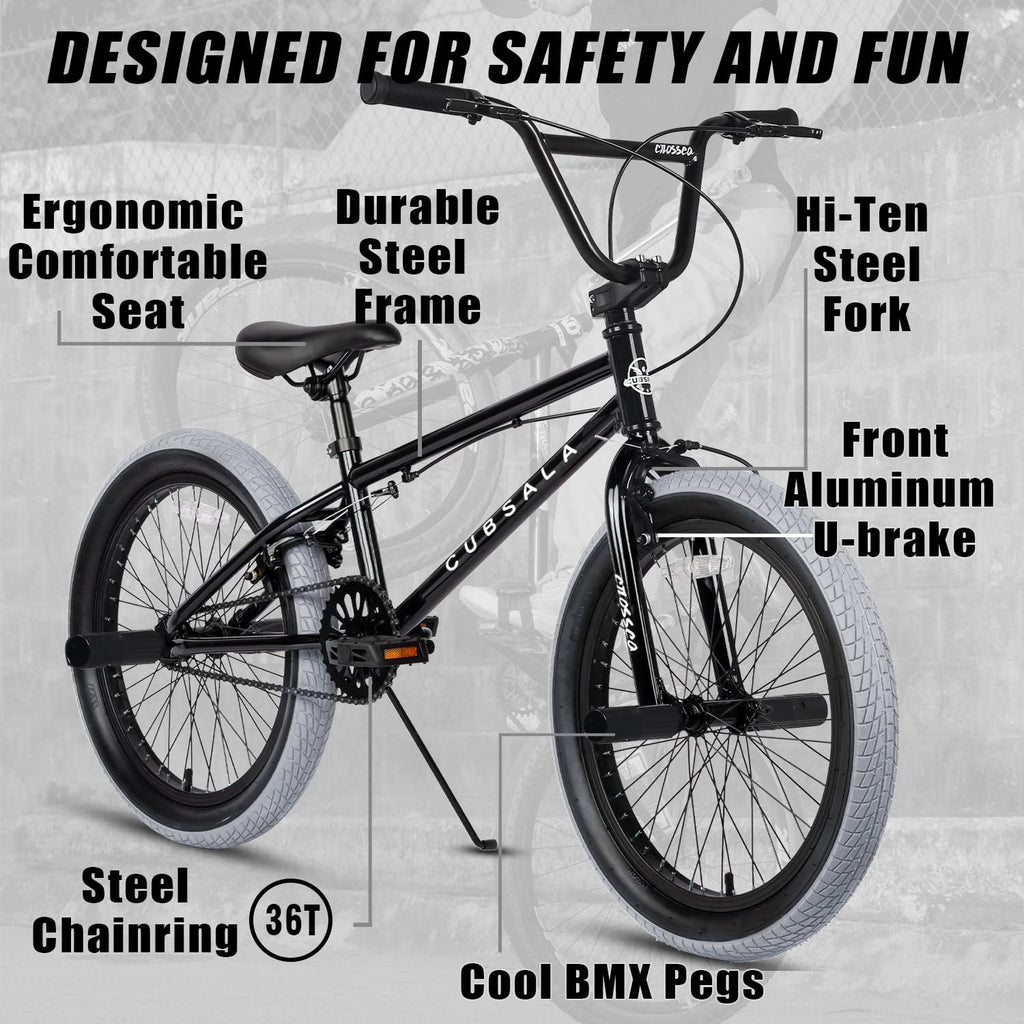 cubsala Freestyle BMX Bike, 18 20 Inch Kids Bicycle for 5-13 Years Old Kids and Beginner Level Rider, Multiple Colors