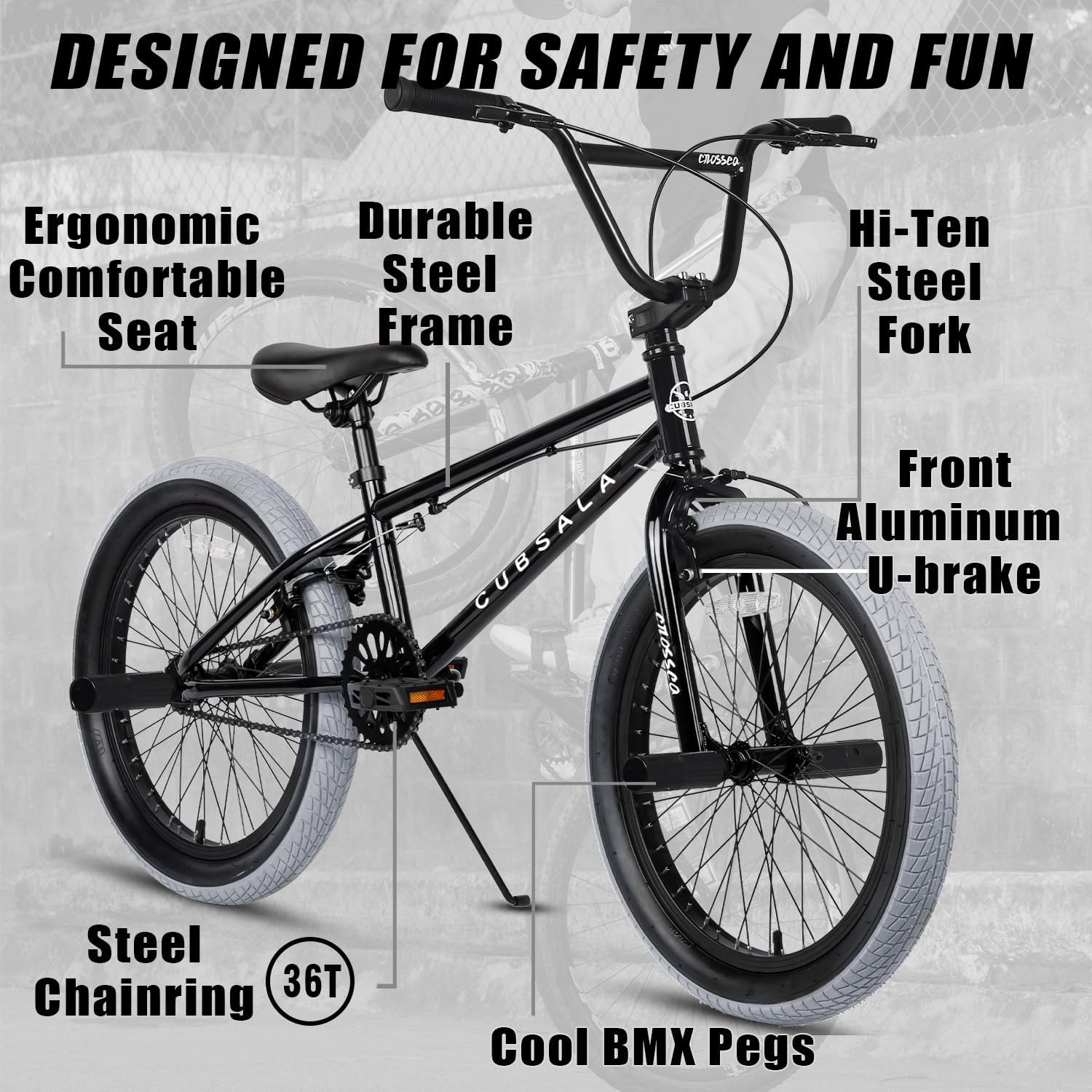 cubsala Freestyle BMX Bike, 18 20 Inch Kids Bicycle for 5-13 Years Old Kids and Beginner Level Rider, Multiple Colors