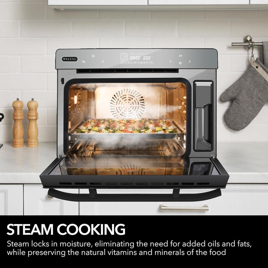 Whynter Multi-Function Convection Steam Oven, 40 Quart, Air Fryer, Dehydrator, Yogurt Maker, 1800W, Stainless Steel, LED Control, Tempered Glass Door