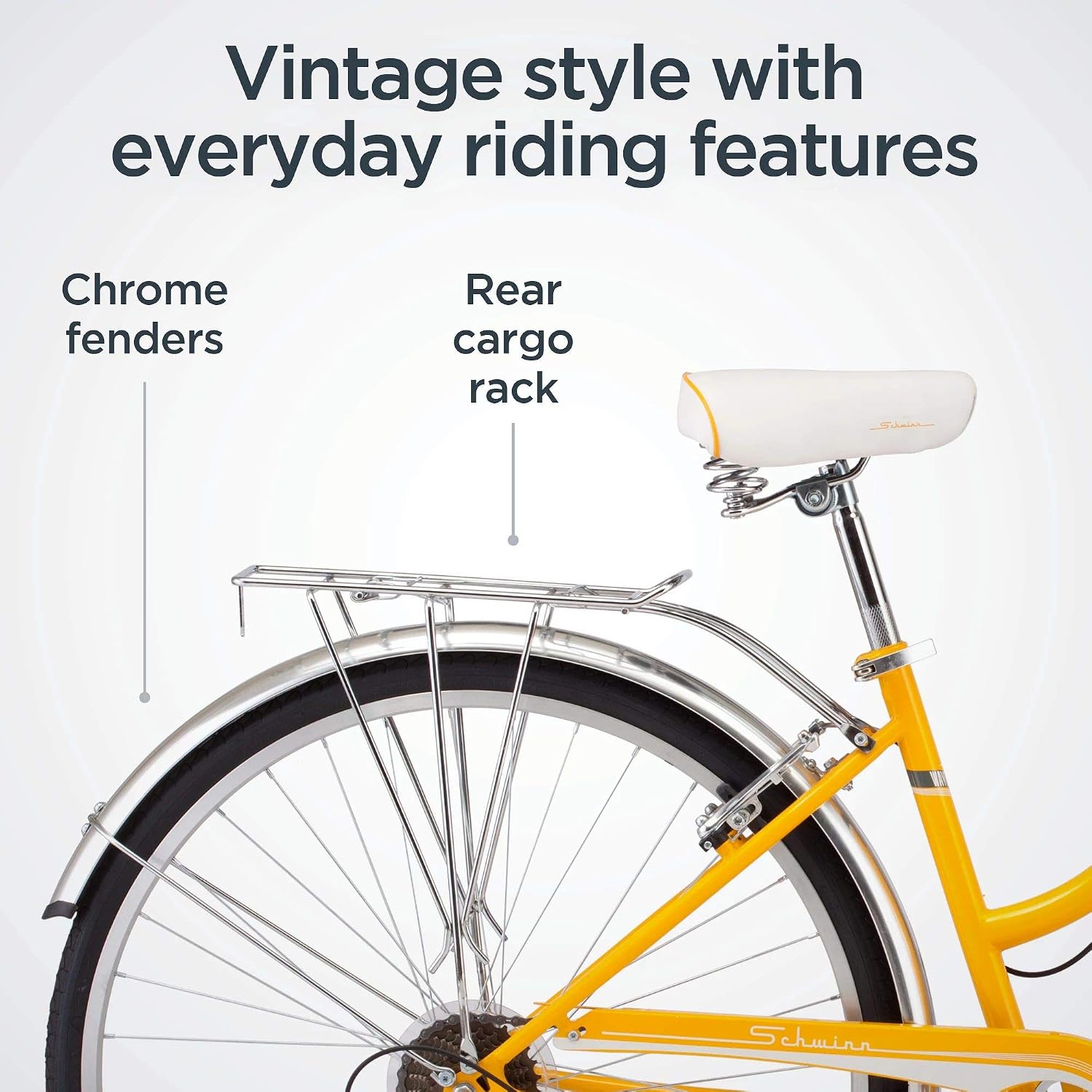 Schwinn Wayfarer Hybrid Bike, 700c Mens and Womens Bike, 7-Speed Hybrid Bicycle, Retro Steel Frame, Front and Rear Linear Pull Brakes, Fenders, Cargo Space, Adult Bicycle