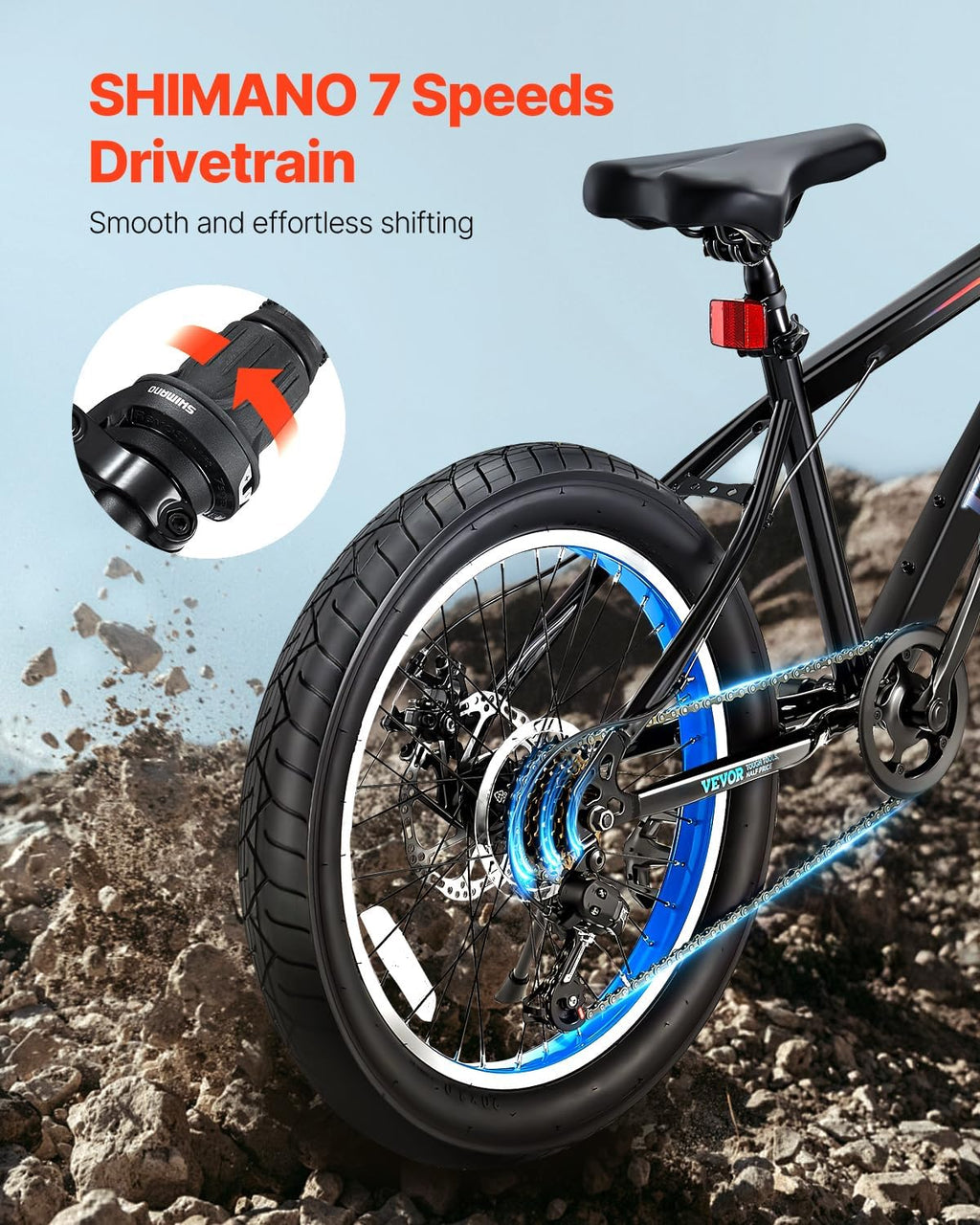 VEVOR Mountain Bike for Men/Women, 20'/26'/29' Sizes, 7/21/24 Speed Twist Shifting, Front or Dual Suspension, Dual Disc Brakes, Comfort Saddle, Sleek Colors