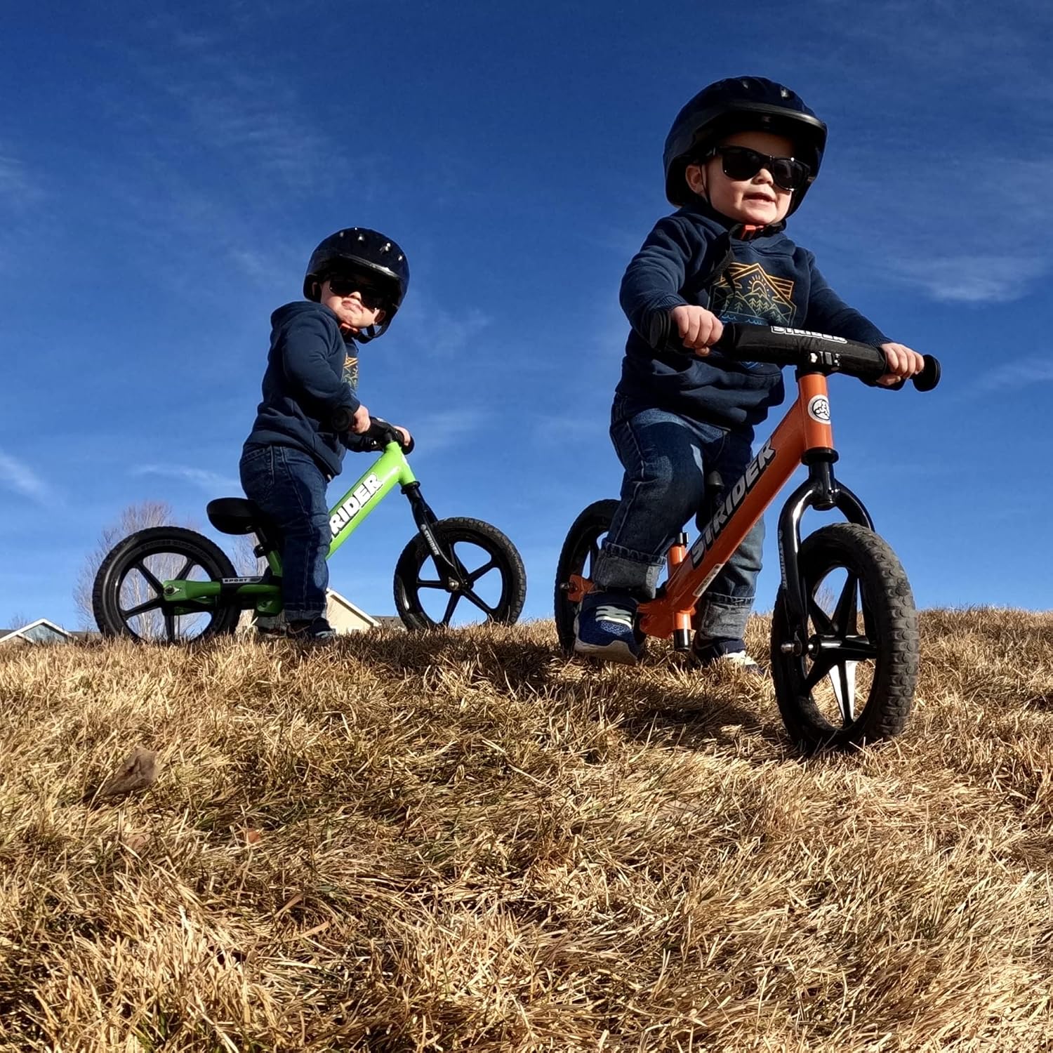 Strider 12' Sport Bike - No Pedal Balance Bicycle for Kids 1 to 4 Years - Includes Safety Pad, Padded Seat, Mini Grips & Flat-Free Tires - Tool-Free Assembly & Adjustments