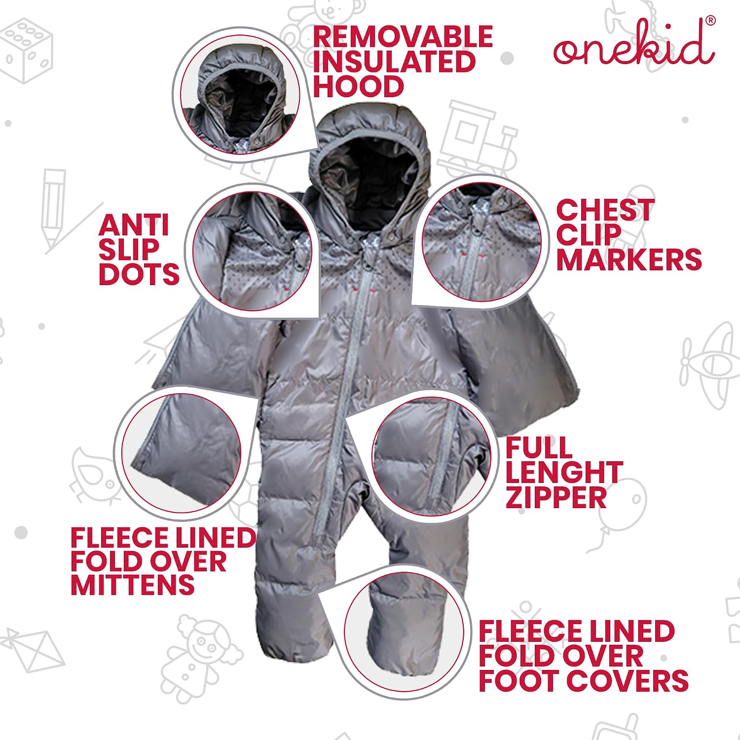 ONE KID The Road Coat Premium Snow Suit | Car Seat Safe Winter Jacket for Infants & Toddlers | Crash Tested, Easy In & Out