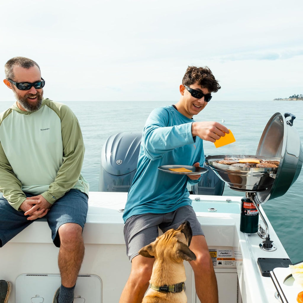 Magma A10-215 Marine Kettle Portable Gas Grill - Stainless Steel BBQ for Boats - Wind-Resistant Design, Safe Propane Connection, Stay Cool Handle - 17' Diameter