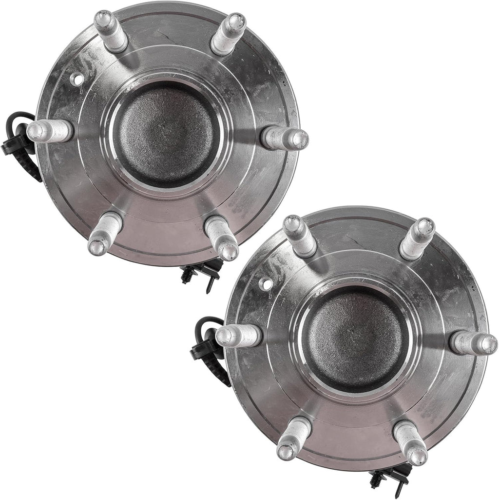 TRQ Front Left and Right Wheel Bearing and Hub Assembly 2 Piece Set for Rear Wheel Drive Models ONLY Compatible with 2007-2013 Chevrolet Silverado/Sierra 1500 2WD 2007-2014 Tahoe/Yukon/Suburban 2WD