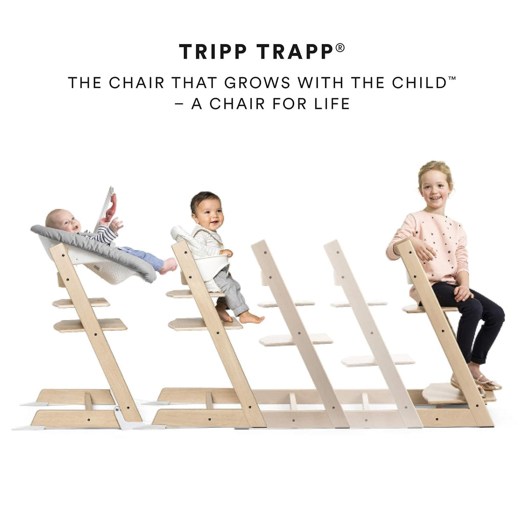 Tripp Trapp by Stokke Adjustable Wooden White Baby High Chair (Includes Baby Seat with Harness)