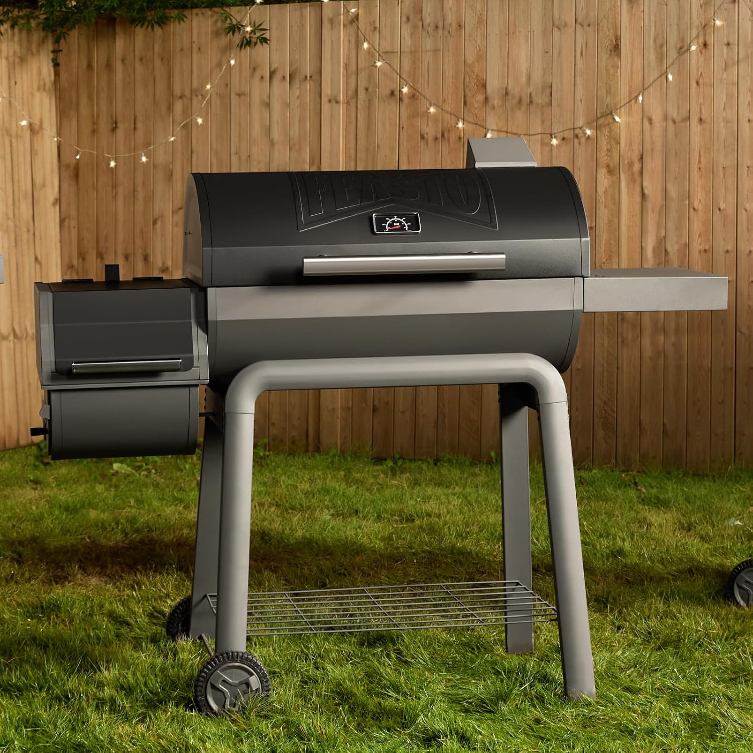Feasto Heavy-Duty 30-Inch Charcoal Grill with Offset Smoker Grill, Side Table & 815 Sq. In Cooking Space, Outdoor BBQ Grill for Outdoor Barbecue in Backyard, Patio and Parties, Black