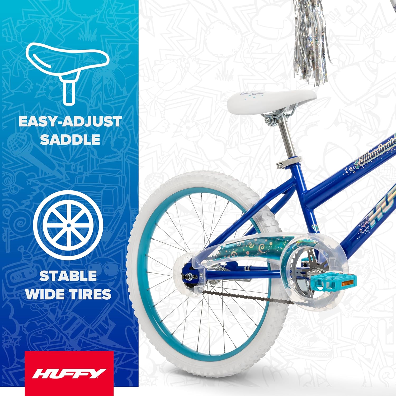 Huffy Illuminate Bike for Girls, 12/16/20 Inch Size Options, Ages 3+ Years Old, Removable Training Wheels (12' and 16' Only), Multiple Color Options, Easy Assembly, Adjustable Seat, Durable