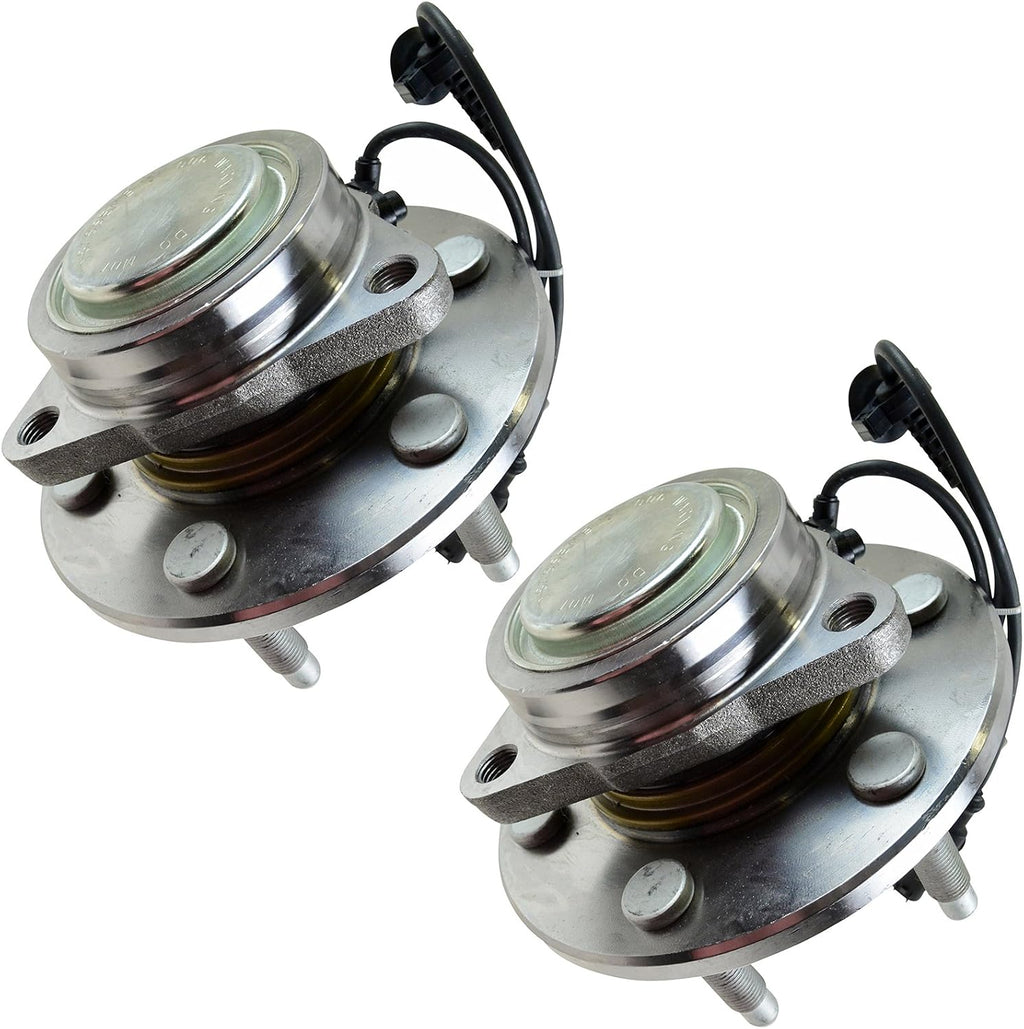 TRQ Front Left and Right Wheel Bearing and Hub Assembly 2 Piece Set for Rear Wheel Drive Models ONLY Compatible with 2007-2013 Chevrolet Silverado/Sierra 1500 2WD 2007-2014 Tahoe/Yukon/Suburban 2WD