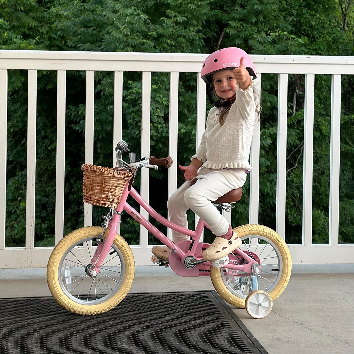 Petimini Vintage Kids Bike for Girls, 12–20 Inch Classic Bicycle with Wicker Basket & Bell, High Tensile Steel Frame, Training Wheels (12–18'), 85% Pre-Assembled, Retro Bike for Outdoor Riding