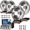 Detroit Axle - Brake Kit for Silverado Sierra 1500 Chevy Tahoe GMC Yukon, 12'' inch Front and 12.79'' inch Rear Disc Brake Rotors Ceramic Brake Pads Wheel Lug Nuts Socket Keys Replacement