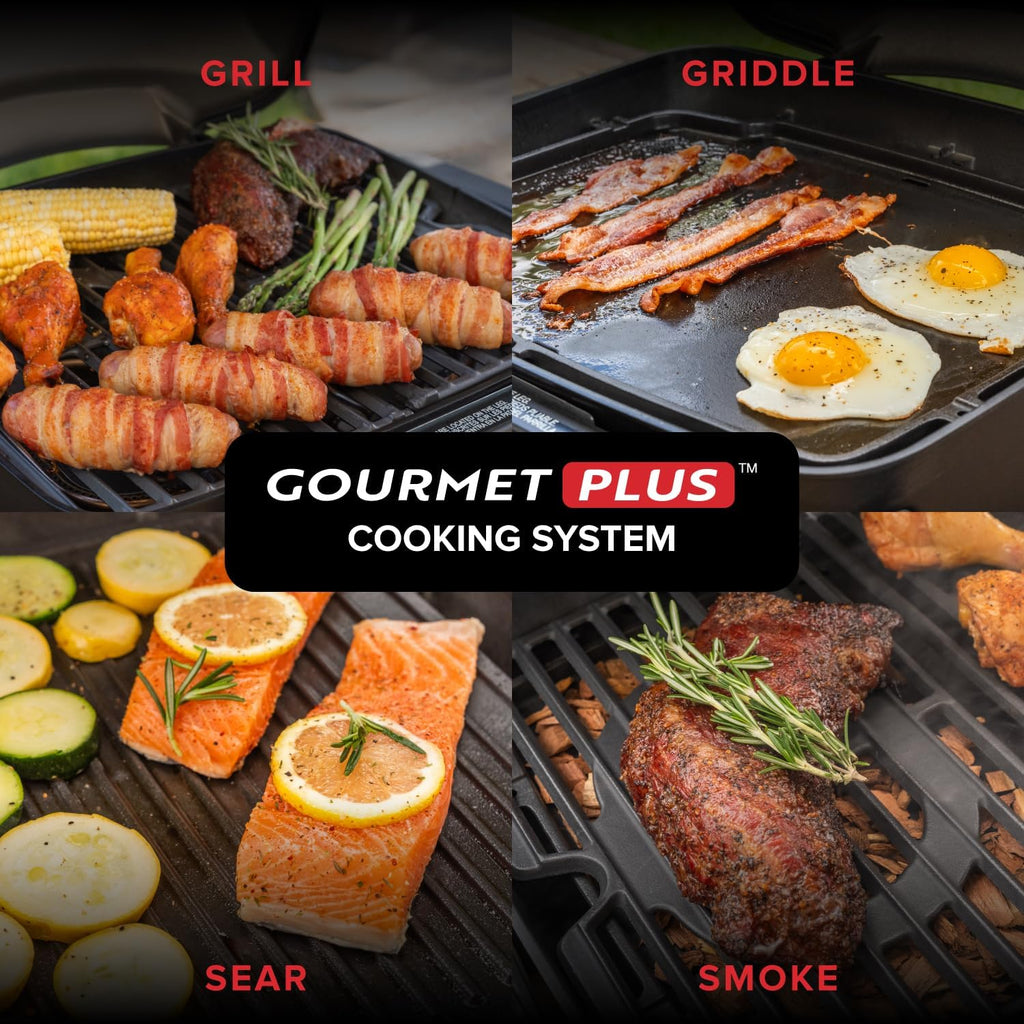Nexgrill Fortess 2-Burner Portable Gas Grill & Griddle Combo with 263 SQ In Cooking Space, Easy Lift Handles, 13,500 BTU, 2-in-1 Small Tabletop Grill for Camping, Outdoor Cooking, and More - 820-02005