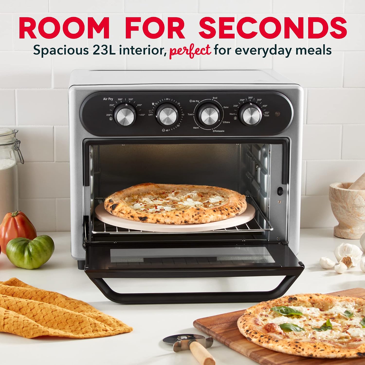 Dash Chef Series Air Fryer Oven - Convection Toaster Cooker & Electric Fry Oven - Has AirCrisp® Technology & Versatile Cooking Functions - 7-in-1 Convection - Stainless Steel