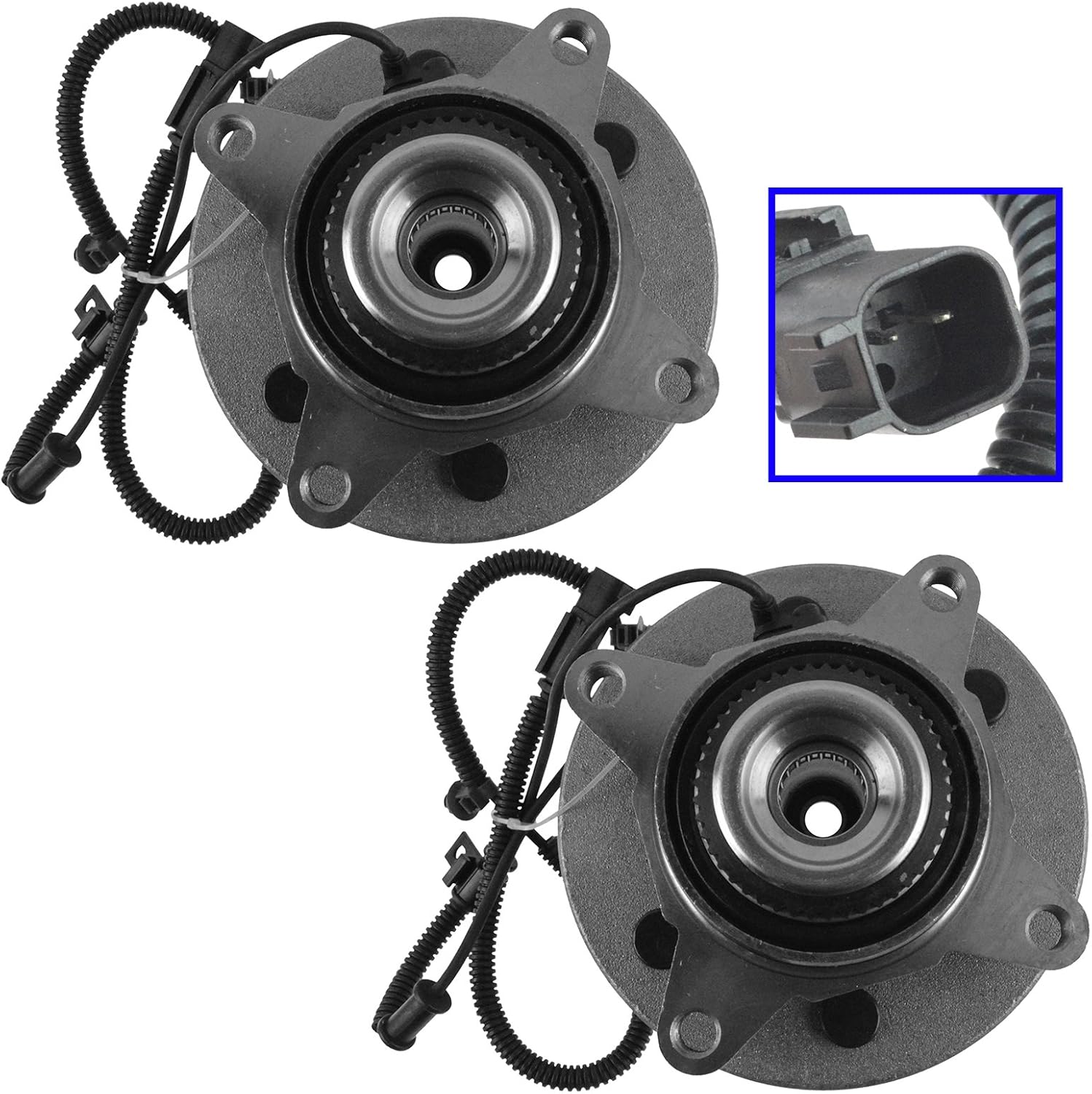 TRQ Front Left and Right Wheel Bearing and Hub Assembly Set 2 Piece Compatible with 11-14 Ford F-150 FX4 XLT 4 Wheel Drive with 6 Lug Wheels 11-14 Lincoln Navigator 4 Wheel Drive with 6 Lug Wheels