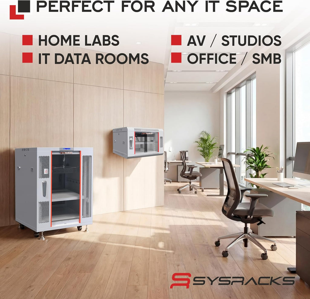 22U Server Rack Cabinet – 19' Network Rack Enclosure, 35' Deep Floor Standing Data Rack with Locking Glass Door, Cooling Fans, PDU & Shelf for Servers, Switches and Patch Panels