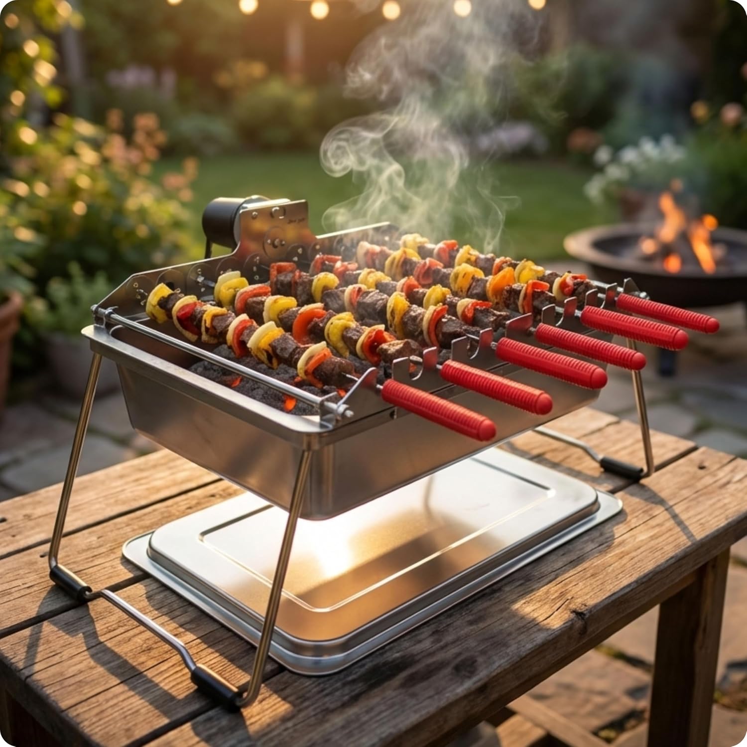 𝗦𝗽𝗶𝗻 𝗚𝗿𝗶𝗹𝗹 Add-On for Charcoal 𝗞𝗮𝗯𝗼𝗯 𝗚𝗿𝗶𝗹𝗹 – Automatic 10-Skewer Rotating System with BBQ Motor. Only works with 𝗞𝗮𝗯𝗼𝗯 𝗚𝗿𝗶𝗹𝗹 by North Grills.