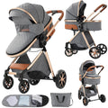 Nine point nine 2 in 1 Baby Stroller, Reversible Convertible Infant Stroller of One-Click Folding, Newborn Travel Strollers Toddler Standard Pram Carriage (225 Grey)