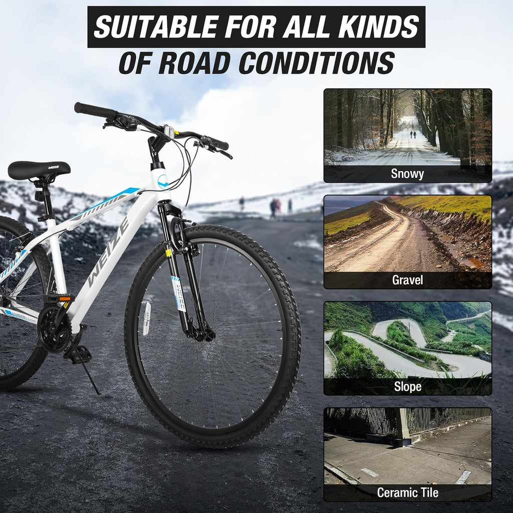 WEIZE Hardtail Mountain Bike, 29 Inch Wheels Outdoor Cycling Bike, 21-Speed Trigger Shifter, Aluminum Frame for Women and Men, Comfort Saddle, MTB Bicycle with Suspension Fork